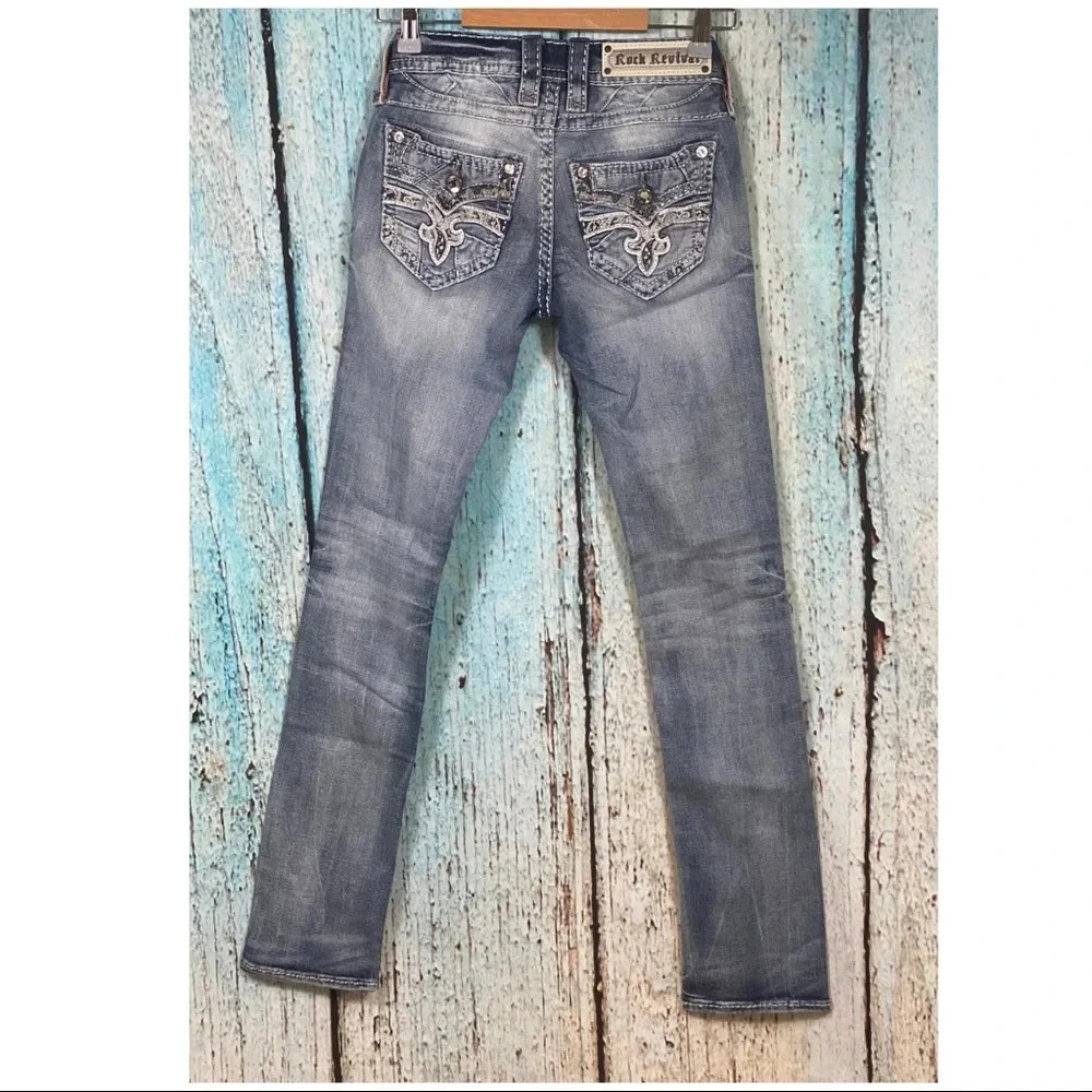 ROCK REVIVAL NWT Barbila Straight Embellished Jeans - Picture 6 of 16